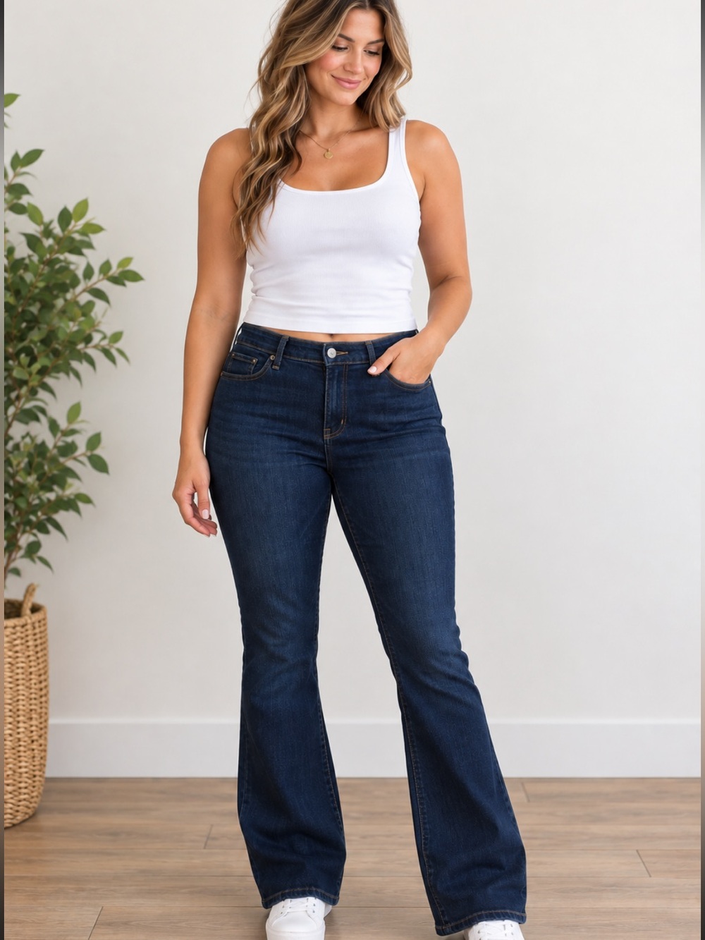 Old Navy Curvy Bootcut Jeans 16 Short Dark Wash Mid Rise Stretch Denim Y2K